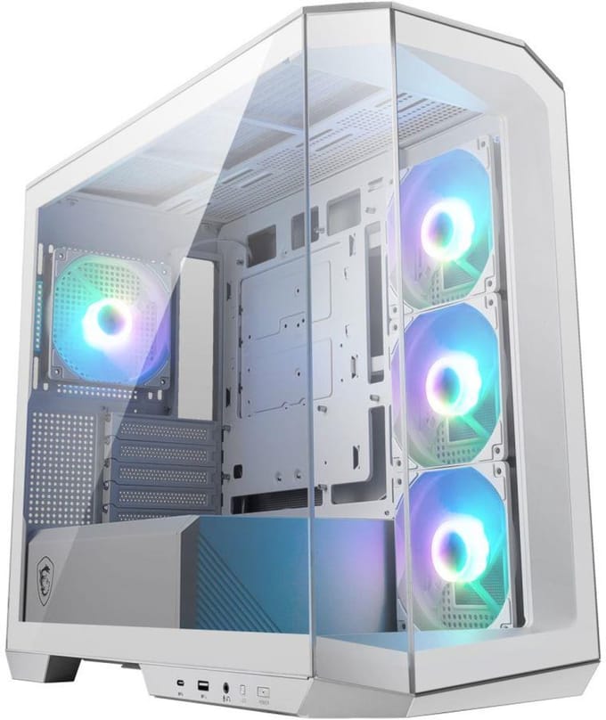 MSI MAG PANO M100R PZ - PC Case - Behuizing - Compatibel voor Micro-ATX, Mini-ITX - Gehard glas - Geen voeding (ATX) - Wit