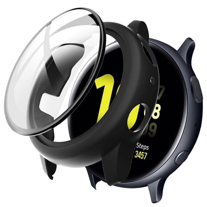 Hoesje Full Cover - Geschikt voor Samsung Galaxy Watch Active2 - 44 mm - Screen protector - Case/Cover - Zwart