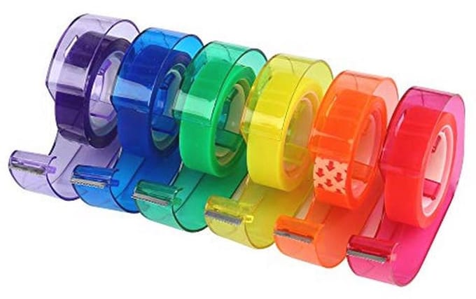 Gekleurde Tape Dispenser Set van 6 - Voor Kunst, School en Kantoor