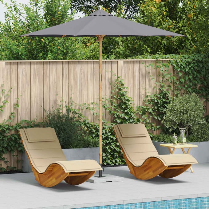 vidaXL - Tuinparasol - Rond - Ø - 270 - x - 260 - cm - Bamboe - Donkergrijs