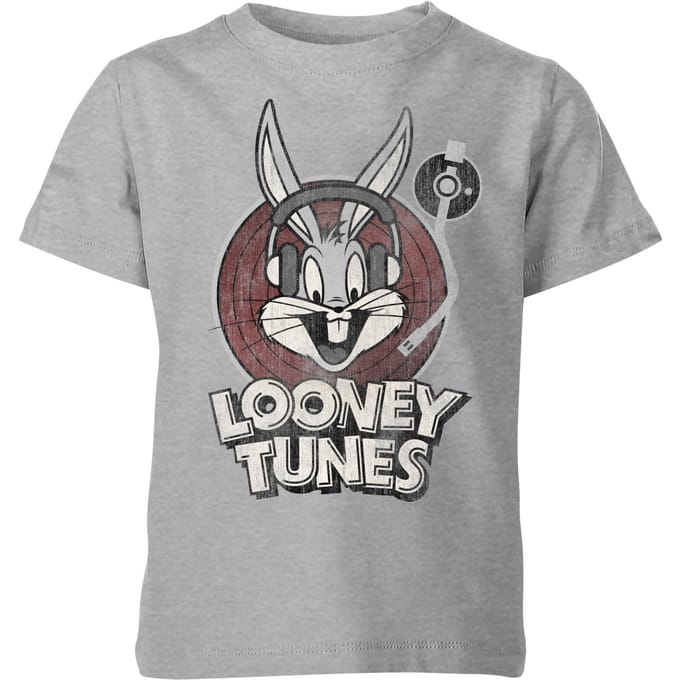 Looney Tunes Bugs Bunny Circle Logo Kinder T-shirt - Grijs - 122/128 (7-8 jaar)