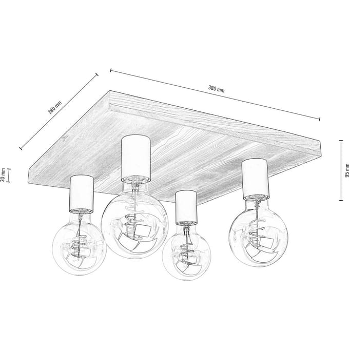 Envostar Lobo plafondlamp 4-lamps grenen grijs