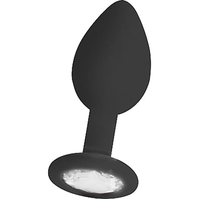 Siliconen butt plug Zwart regular met diamant