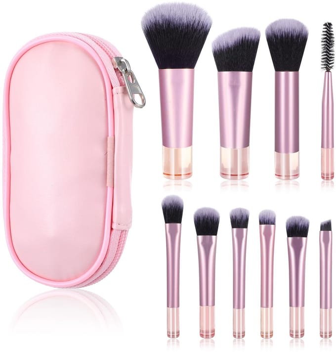 Dailygoods- Make-up Borstel Set 10 Stuks - Compact/Reis - Multifunctioneel - Oogschaduw/Blush - Lichtgewicht - Etui