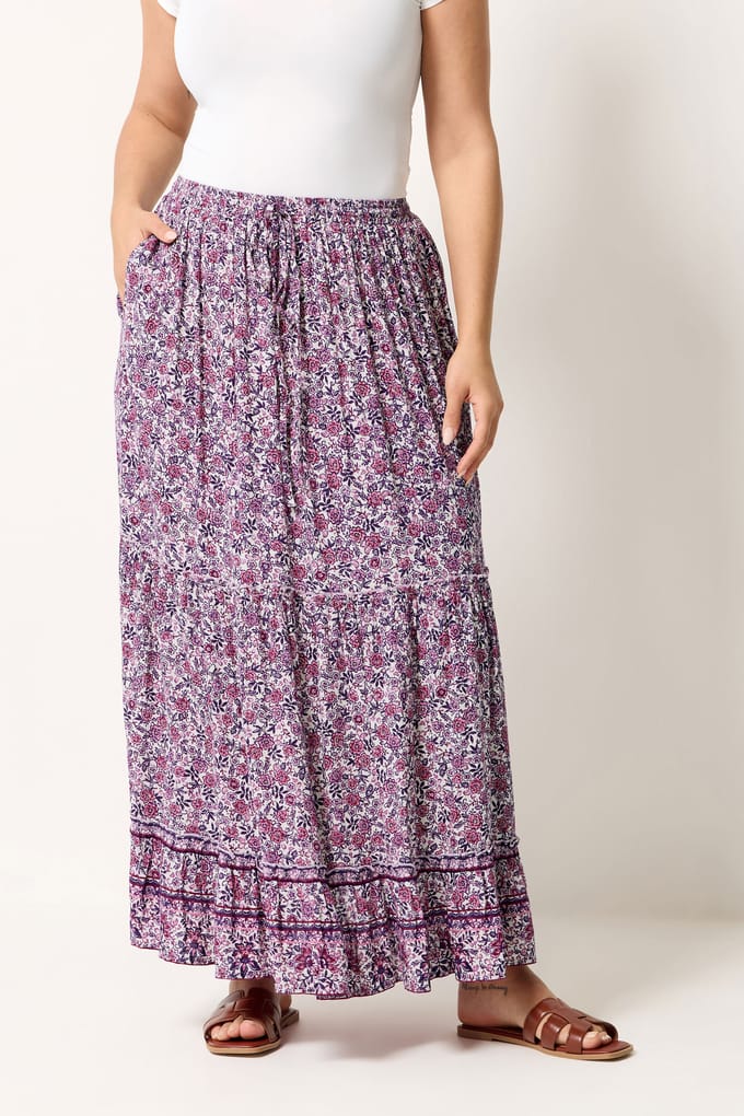 Yours Roze Gelaagde Rok Met Bloemenprint Size 48