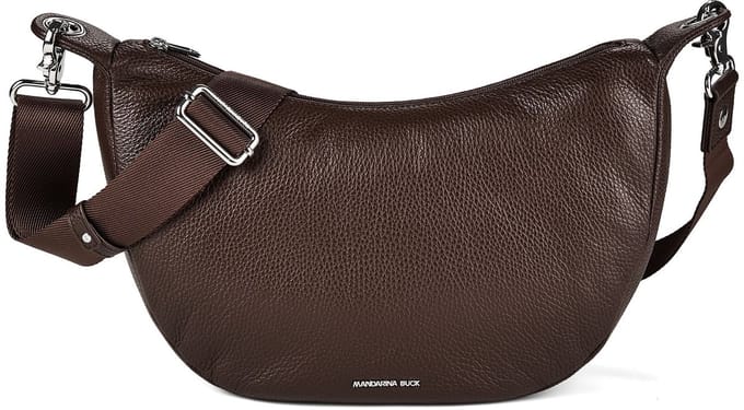 MANDARINA DUCK Leren schoudertas Mellow Leather Hobo Bag Espresso donkerbruin
