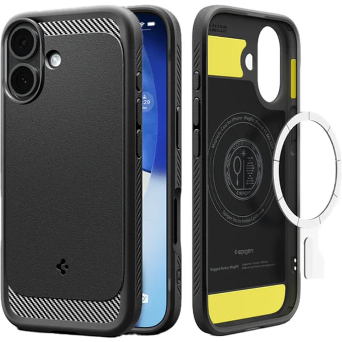 Spigen Rugged Armor Mag backcover geschikt voor iPhone 17 – Zwart – MagSafe compatibel
