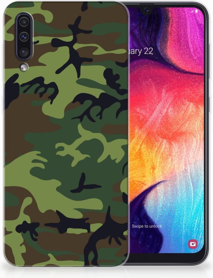 Back Cover voor Samsung Galaxy A50 TPU bumper Army Dark