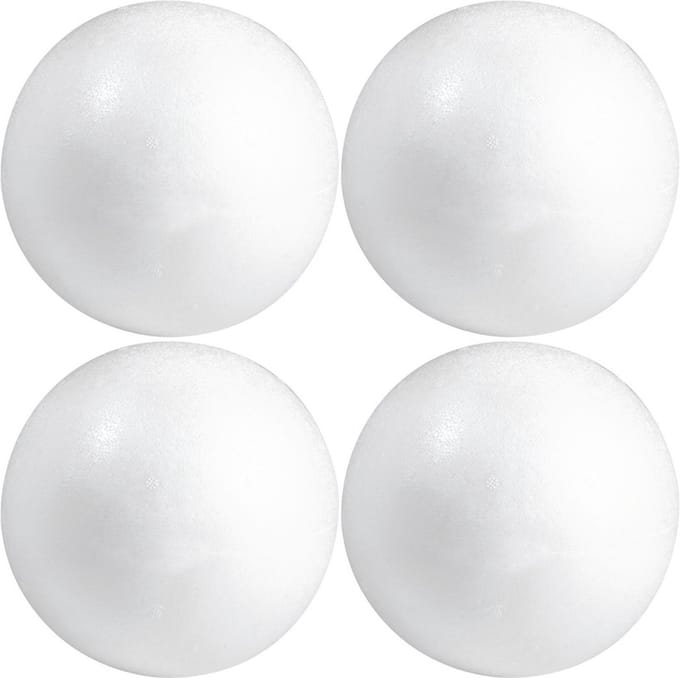 Piepschuim bol/bal - 4x - wit - D7 cm - styropor - hobby figuren - DIY - knutselen - basis materiaal