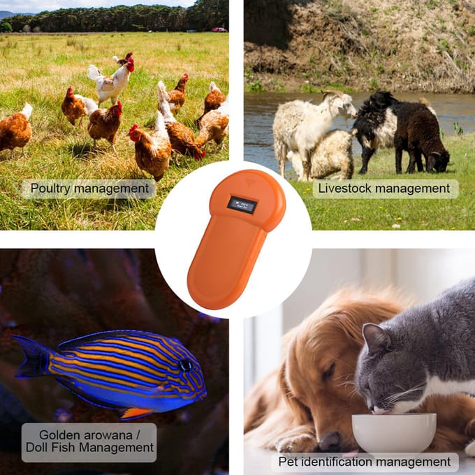 134.2Khz LCD ISO ID Chip Dierlezer RFID Hond Microchip Handbediende Huisdier Scanner zwart