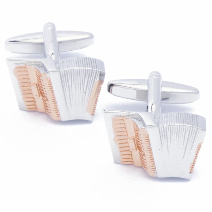 Manchetknopen - Accordeon Rose Goud en Zilver