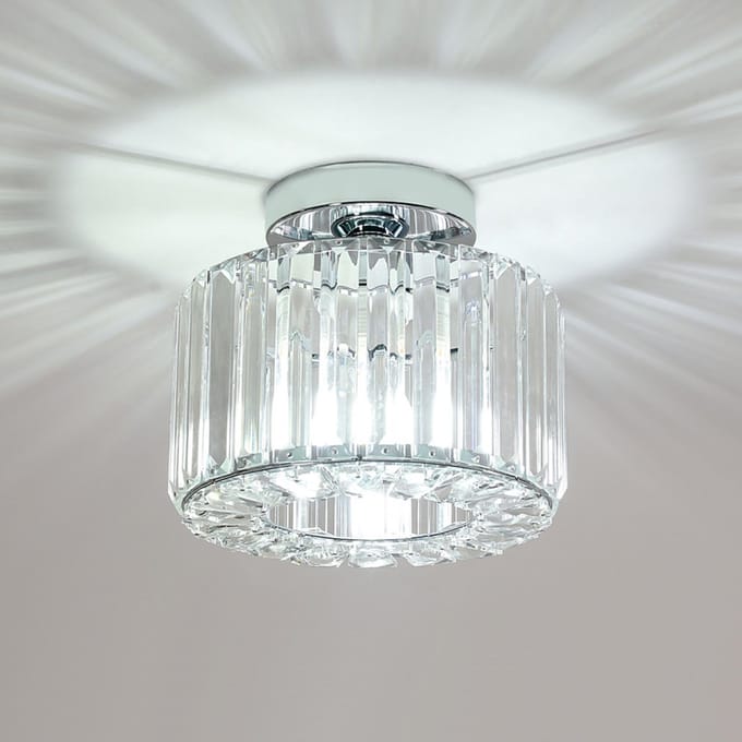 Haobosic Kristallen Langwerpige - Plafondlamp - Chroom - 21 cm - E27