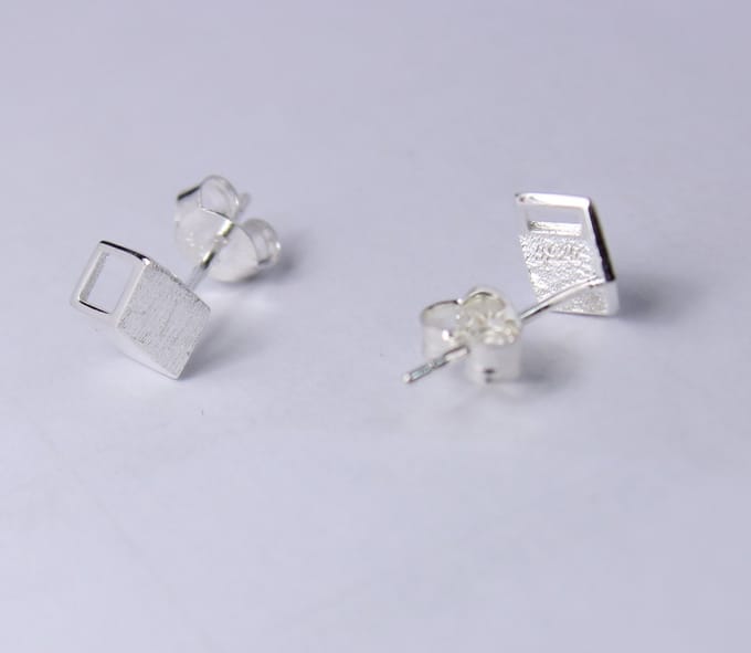 Oorknopjes Zilver - Oorstekers - Studs - Open Kubus