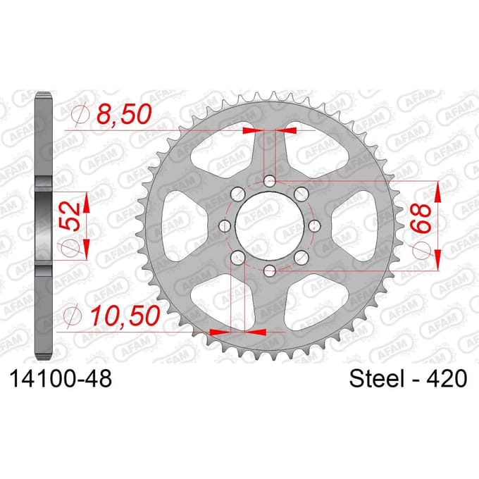 Stalen tandwiel Afam 420 48 dents