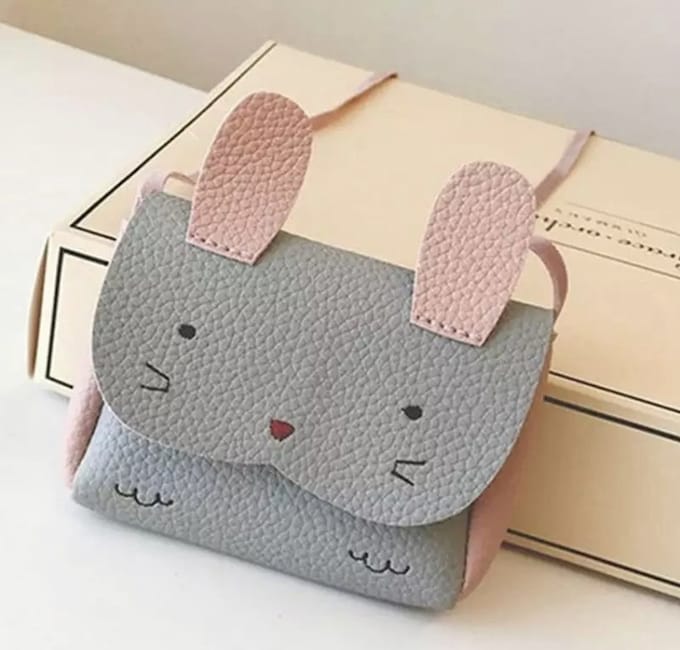 IL BAMBINI - Kindertasje - Schoudertasje voor kinderen - Konijn - Bunny - Tas - Grijs