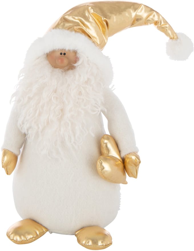 J-Line figuur Kerstman Hart - polyresin - wit/goud - large