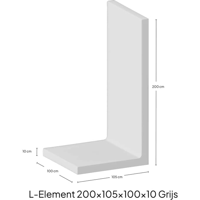 L-Element 200x105x100x10cm Zichtbeton