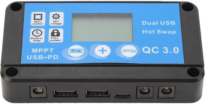 Solar Controller - Regulator Oplader - Energiebeheer - LCD Display - 50 A - Zwart
