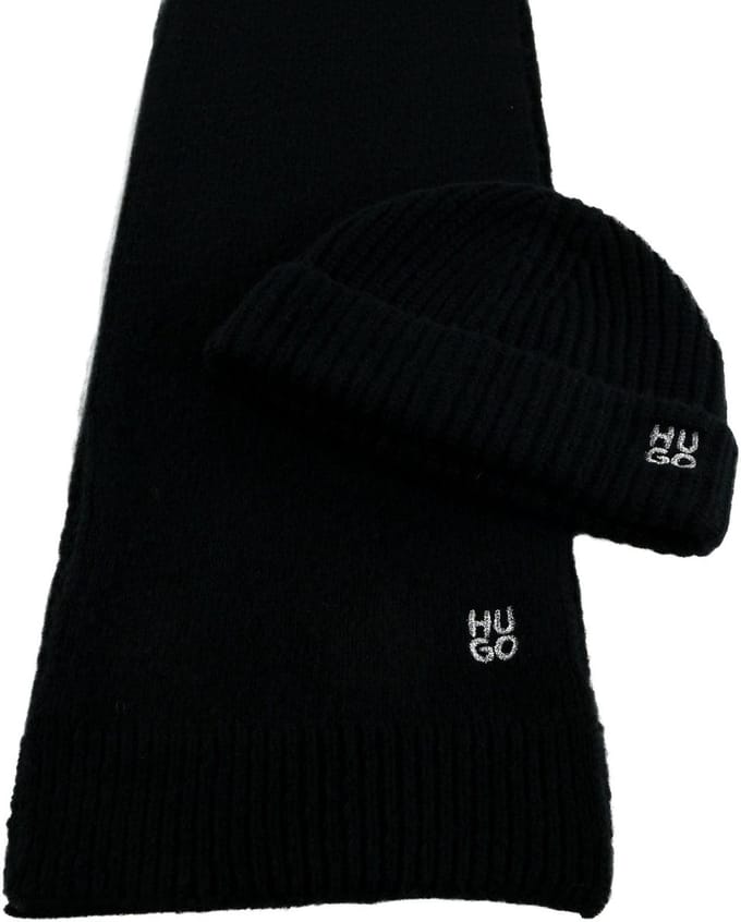 HUGO muts sjaal Sarmi Set Black zwart