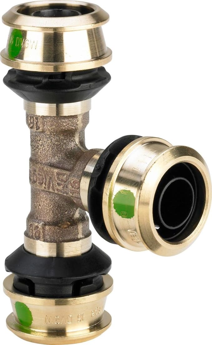 Viega Raxofix-T-stuk, d1 32, d2 16, d3 32 siliciumbrons Model 5318, 647421