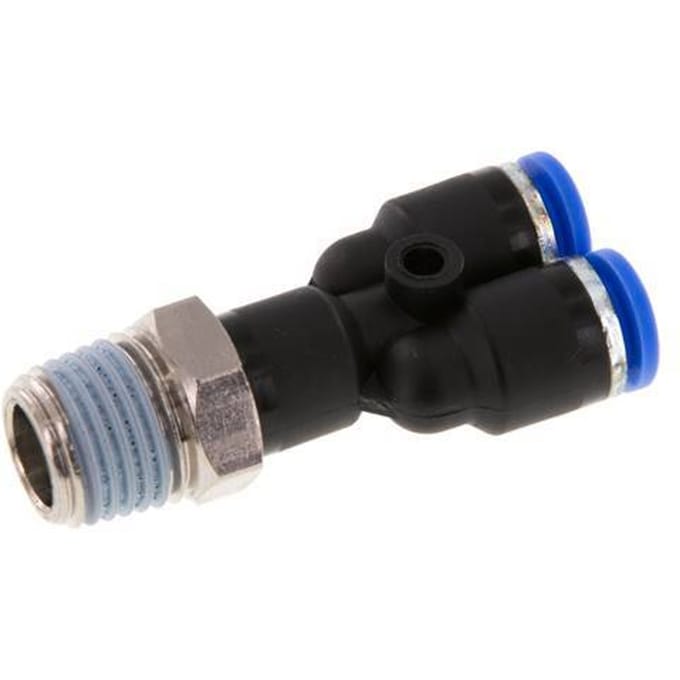 6mm x R1/4'' Y-koppeling Messing/PA 66 Insteekfitting Buitendraad Draaibaar NBR [2 Stuks]
