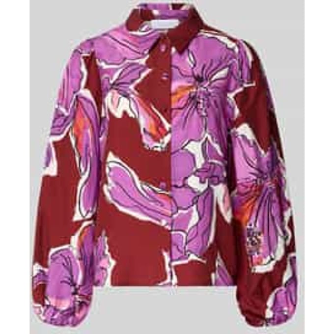 Blouse van viscosemix met ballonmouwen en knoopsluiting