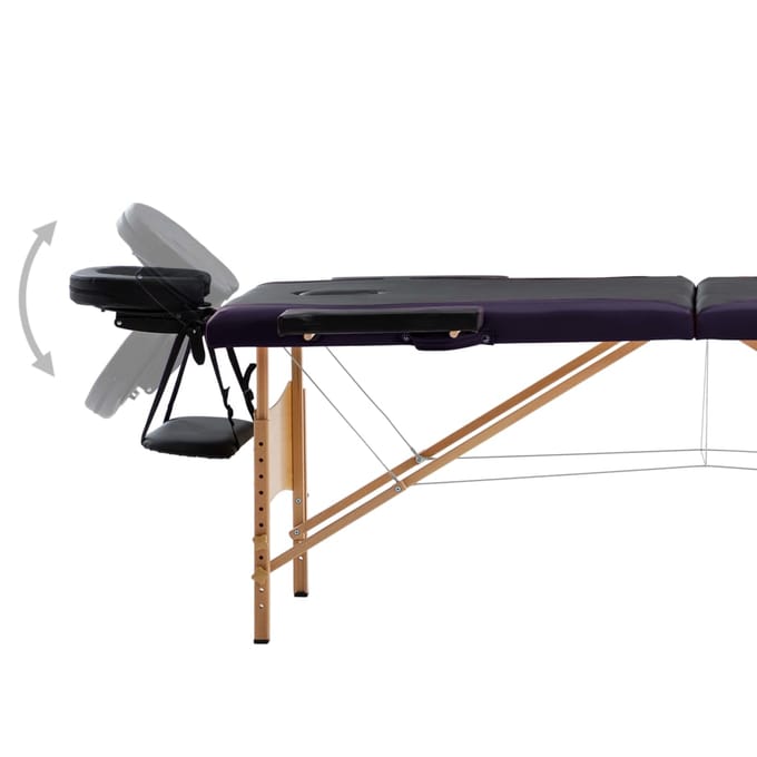 vidaXL - Massagetafel - inklapbaar - 2 - zones - hout - zwart