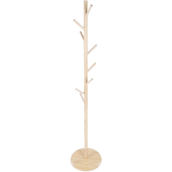 Gemonteerde Houten Jas Hoed Standaard Boom Jas Kleding Verticaal Hanger Rek 8 Haken Type 2 white