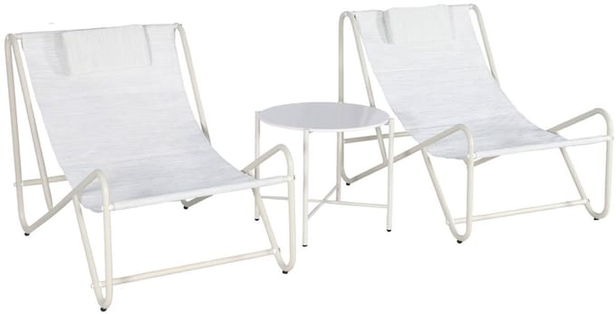 sweeek - Set van 2 relaxfauteuils met ronde tafel, staal en textileen - salina