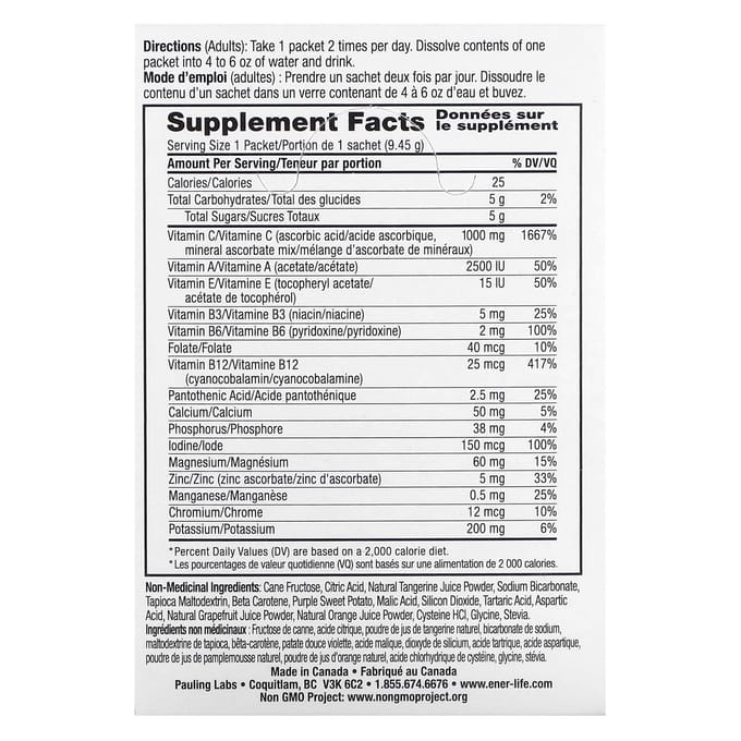 Ener-C, Vitamine C, multivitamine drankmix, mandarijn grapefruit, 1.000 mg, 30 sachets, 9,45 g (0,3 oz)