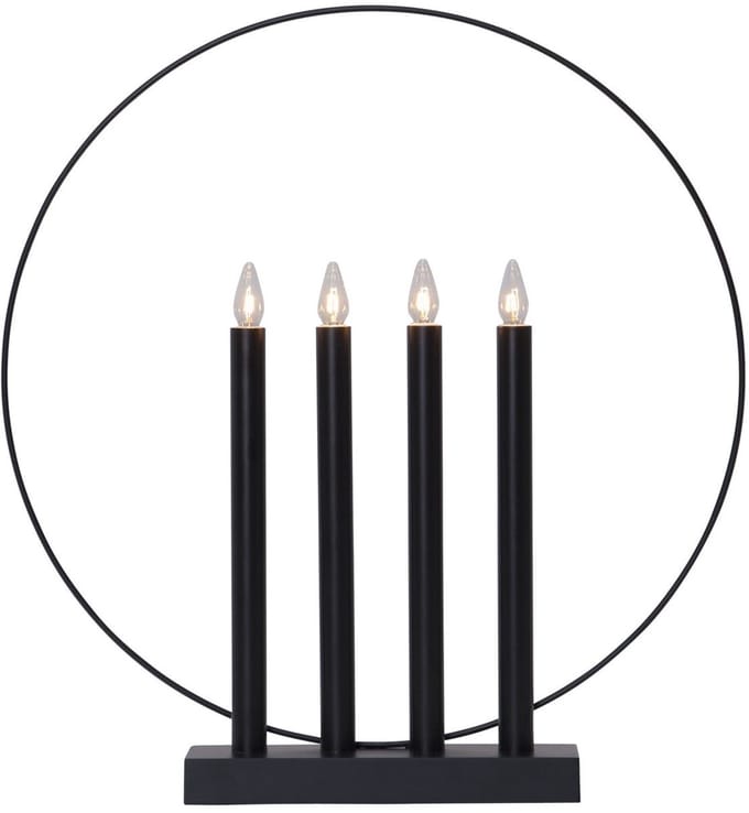 Star Trading Moderne kandelaar 'Glory', minimalistisch design, 4-lichts, E10-lamp, zwart, Ø 42cm