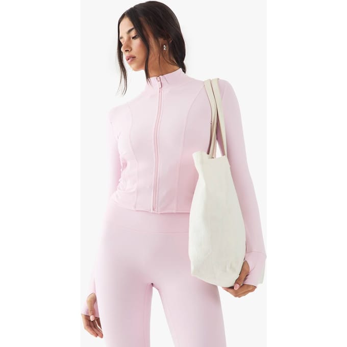 boohoo Dames DSGN Studio Supersoft Sculpt Zip Door Jasje | Pink | Maat: XL