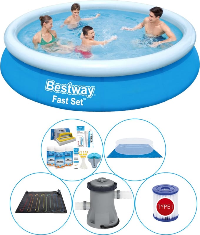 Fast Set Rond 366x76 cm - 6-delig - Zwembad Combi Deal