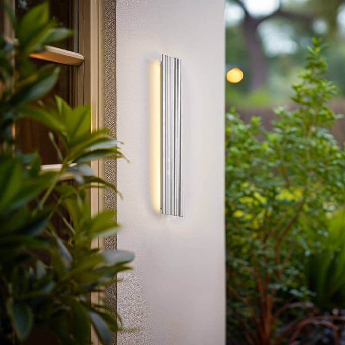 Lucande - LED wandlamp buiten - 1licht - Aluminium, polycarbonaat - H: 60 cm - grijs - Inclusief lichtbron