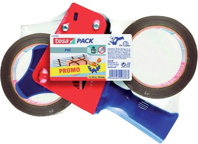 Verpakkingstape tesapack® ultra strong 66mx50mm pvc + dispenser