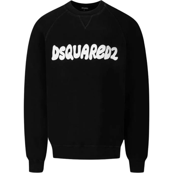 Dsquared2 Cool Fit Sketch Logo Zwarte Trui Met Ronde Hals