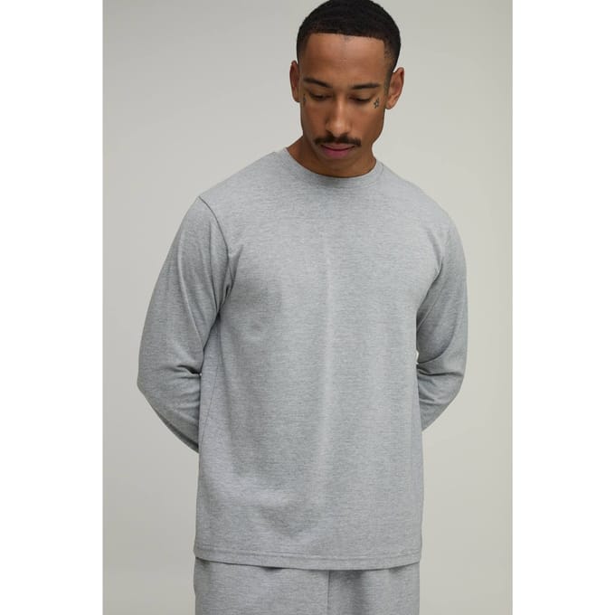 Regular Fit Premium 280gsm Long Sleeve T-Shirt | Grey Marl | Size 5XL