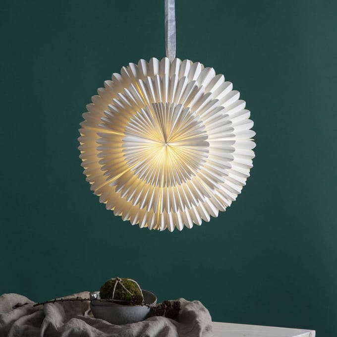 Star Trading Frost lampion / lampenkap - papier - wit - D 50 cm