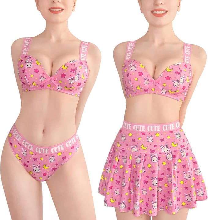 Sexy 3-delige Plus Size Lingerieset met Hoge Taille Rok, Bralette en Slip