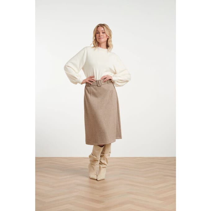 Smashed Lemon Midi rok van geweven stof met visgraatstructuur |