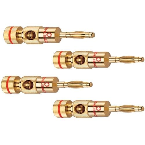 Oehlbach 3002 Luidsprekerconnector Stekker, recht Aantal polen: 2 Goud 4 stuk(s)