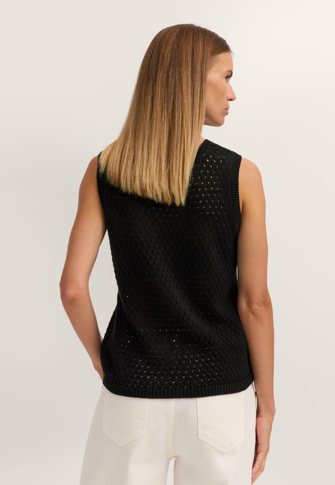 Bugatti Damen Gebreide top van katoen-polyacrylmix met ronde hals