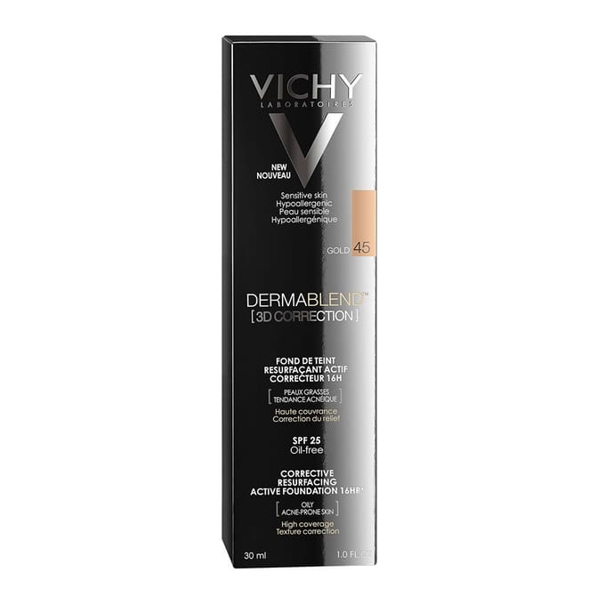 Vichy Dermablend™ 3D Correction Corrective Resurfacing Active Foundation 16hr 45 Gold | Voor een vette en onzuivere huid 30 Make-up