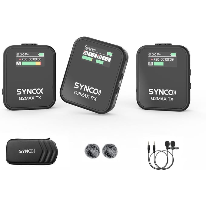 SYNCO G2MAX 1-Zender-2 2.4G Draadloos Microfoonsysteem Clip-on Microfoon 200M Zendbereik 1-Trigger-2
