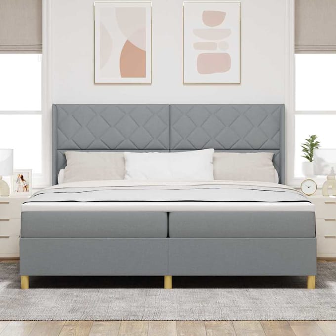 vidaXL - Boxspring - bed - met - hoofdeinde - Lichtgrijs - 200 - x - 200 - cm - Stof