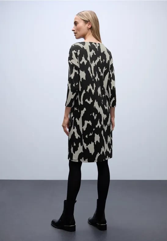 Jacquard jurk met knopen
