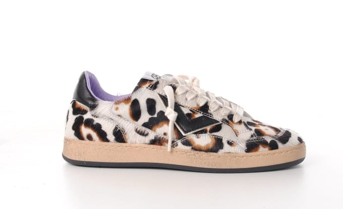 4B12 dames sneaker Play new d koeienhuid leopard print wit bruin