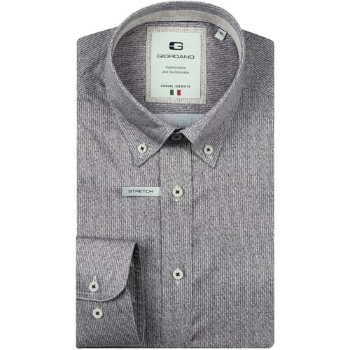 Giordano Overhemd Loretto Satin Stretch Micro Herringbone Donker Bruin / male