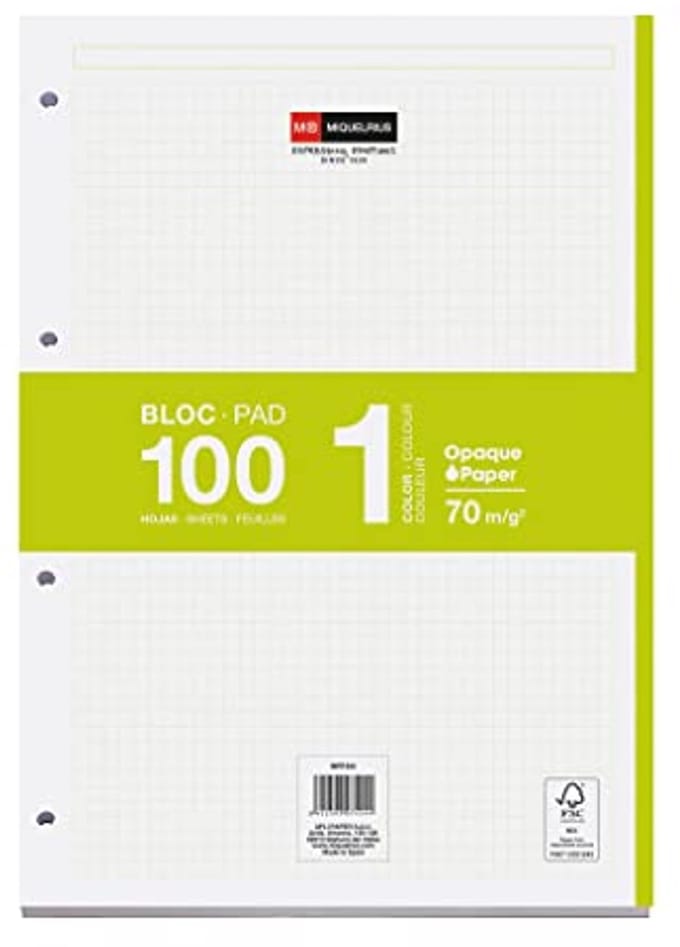 Navulblok A4 Geperforeerd met Geruit Papier – 100 Vellen 5x5mm Groen