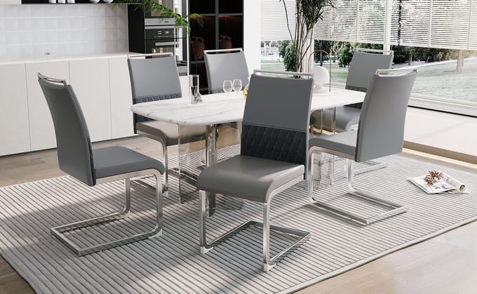 REDOM - Stoel - Ergonomische Rugleuning - Modern - Metaal - Grijs